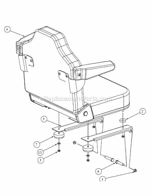Seat Assembly Diagram and Parts List for M48-KW 53BB5DAV750 Cub Cadet Sprayer